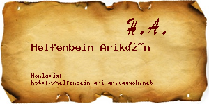 Helfenbein Arikán névjegykártya